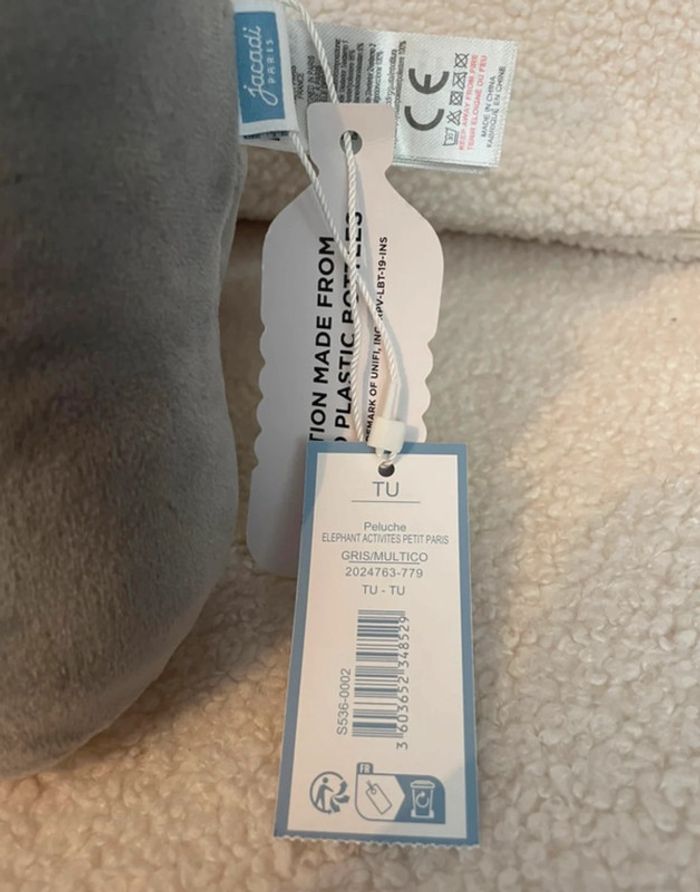 Peluche d'activités en velours éléphant - neuve - photo numéro 2