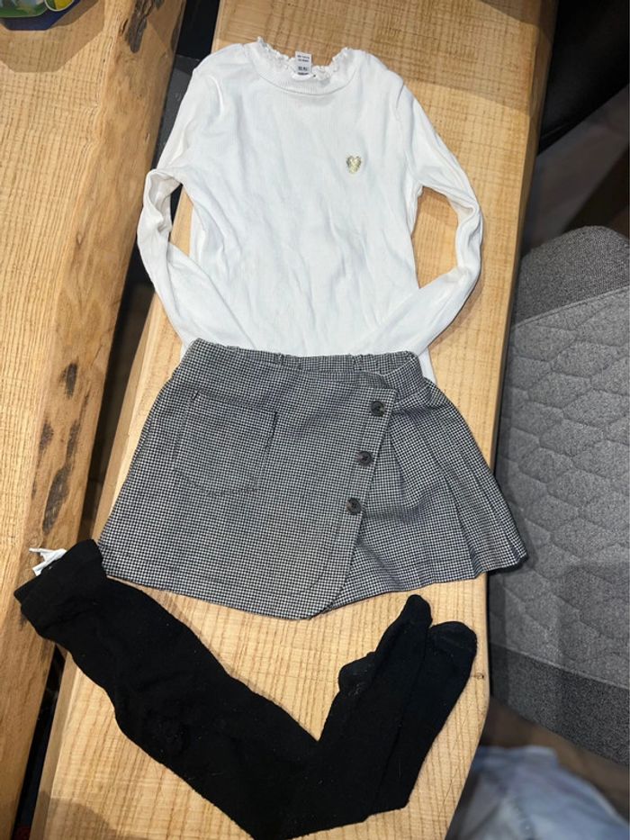 Ensemble 3 ans kiabi okaidi jupe short à carreaux cœur