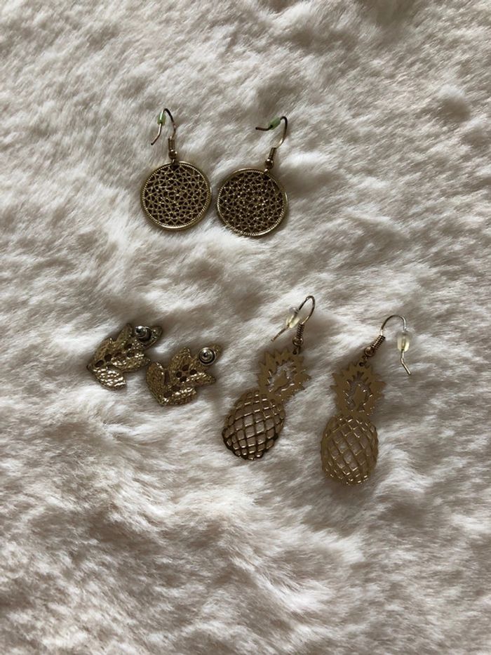 Lot 3 paires boucles d’oreilles dorées - photo numéro 2