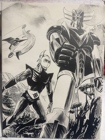 Tableau Goldorak et Actarus robot vintage en toile 30x40cm