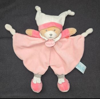 Doudou plat ours Brioche rose - Baby Nat