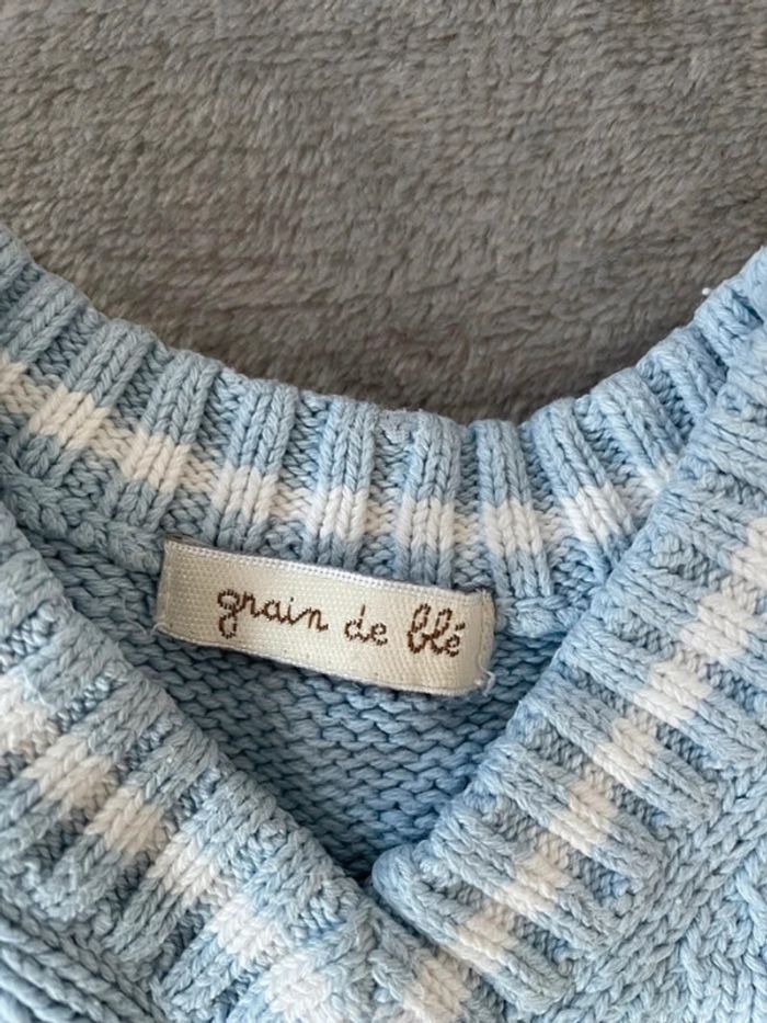 Pull col V sans manches - 6 mois - Grain de blé - photo numéro 3