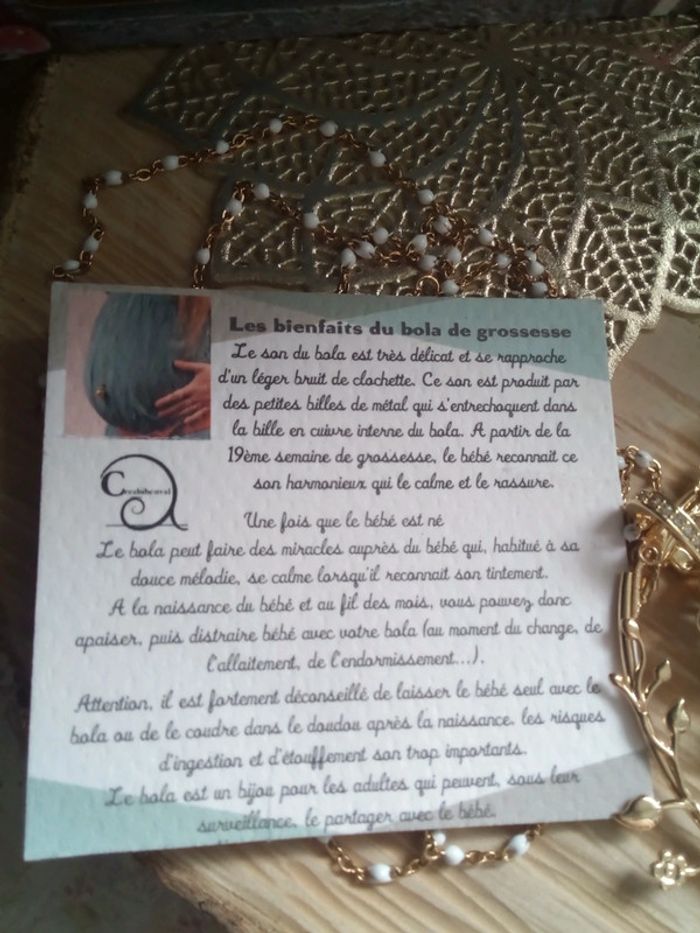 Collier sautoir bola future maman fleur dorée - photo numéro 3