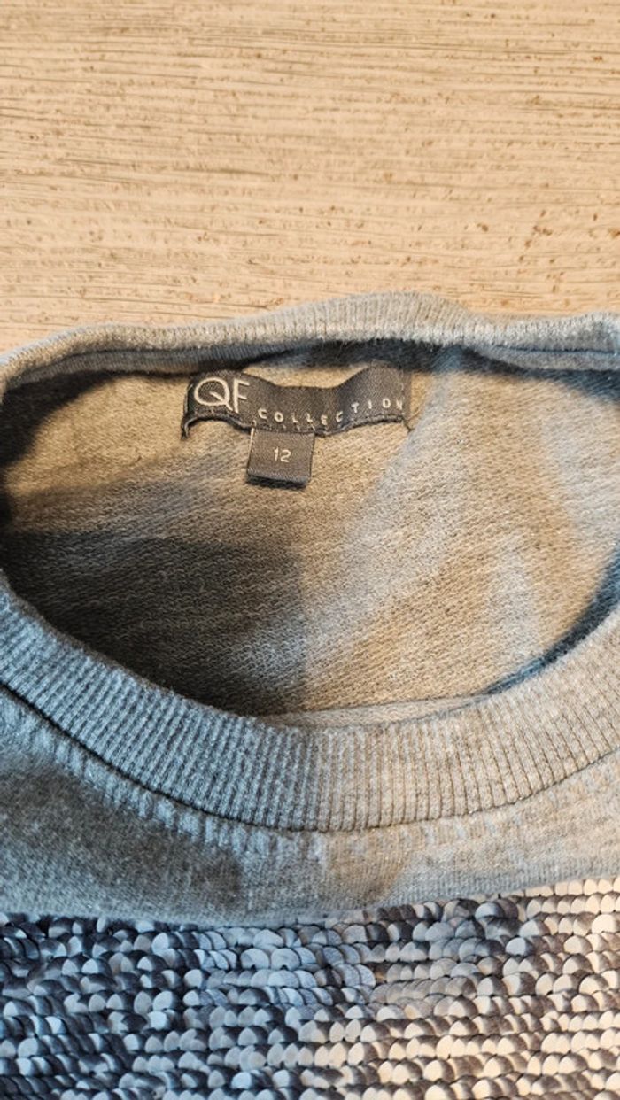 Pull gris clair à manches longues avec sequins, TQF Collection, 12 ans nickel - photo numéro 4