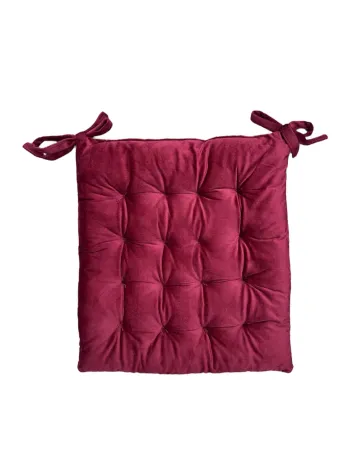 Coussin galette de chaise 40×40 cm – Effet velours Bordeaux Neuf