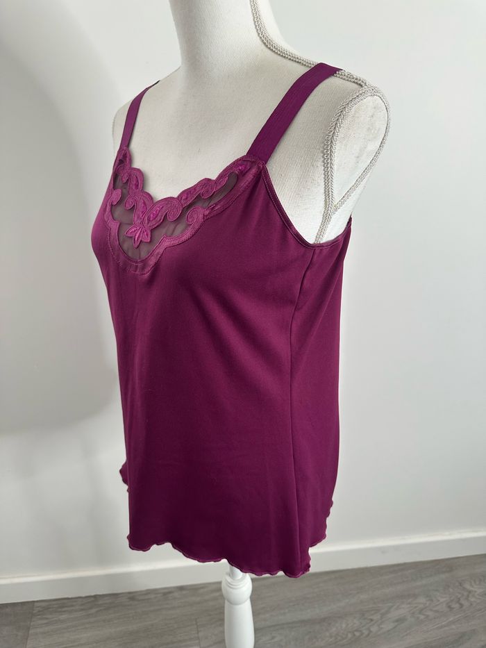 Débardeur en dentelle violet Thermolactyl Damart Vintage T36/38 S/M - photo numéro 4