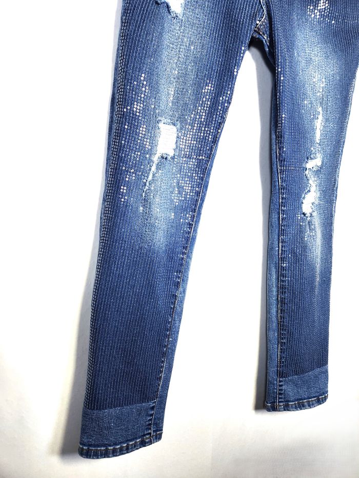 Jean Femme Morgan Bleu - Effet Usé et Déchiré - Taille 40 - photo numéro 2