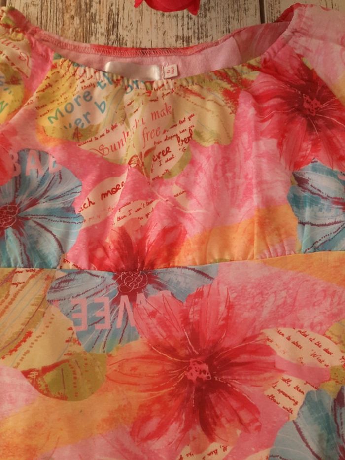 Top à fleur  fille doublé - photo numéro 2