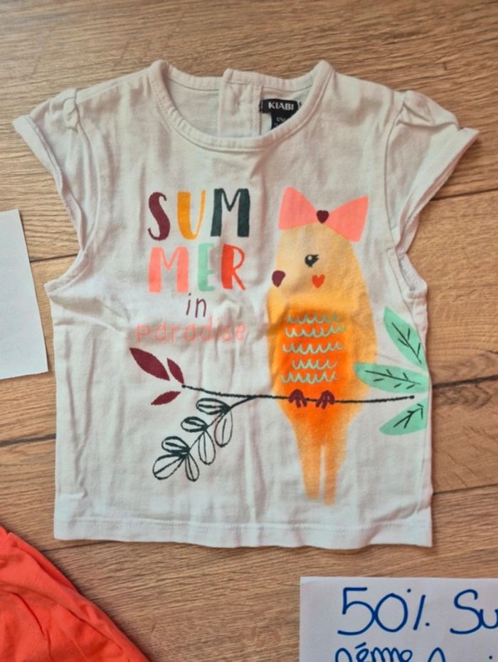 Ensemble Tee-shirt manche courte été et Jupe short fluide - photo numéro 2
