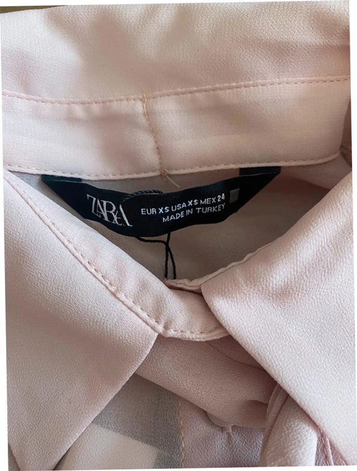 Chemisier rose pale avec noeud Zara taille XS neuf avec étiquette - photo numéro 4