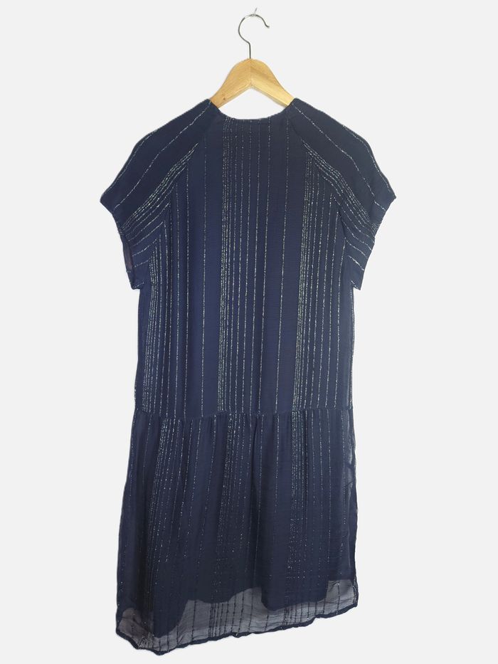 Robe Zadig & Voltaire "Racy Metal" Bleu Marine Rayures Dorées - Taille M - photo numéro 5
