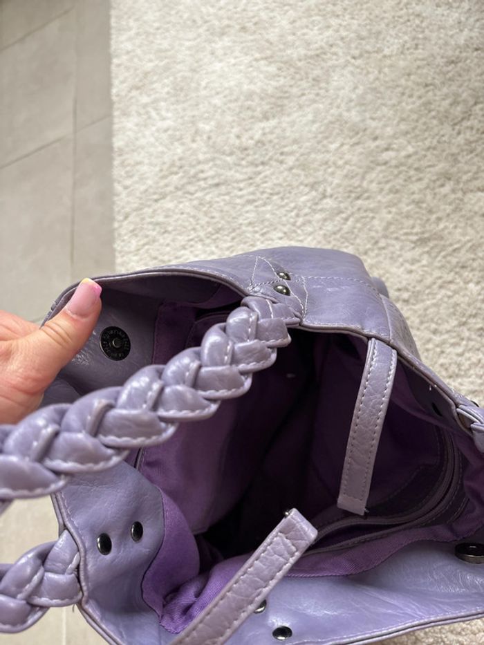 Sac cabas à clous similicuir violet - photo numéro 9