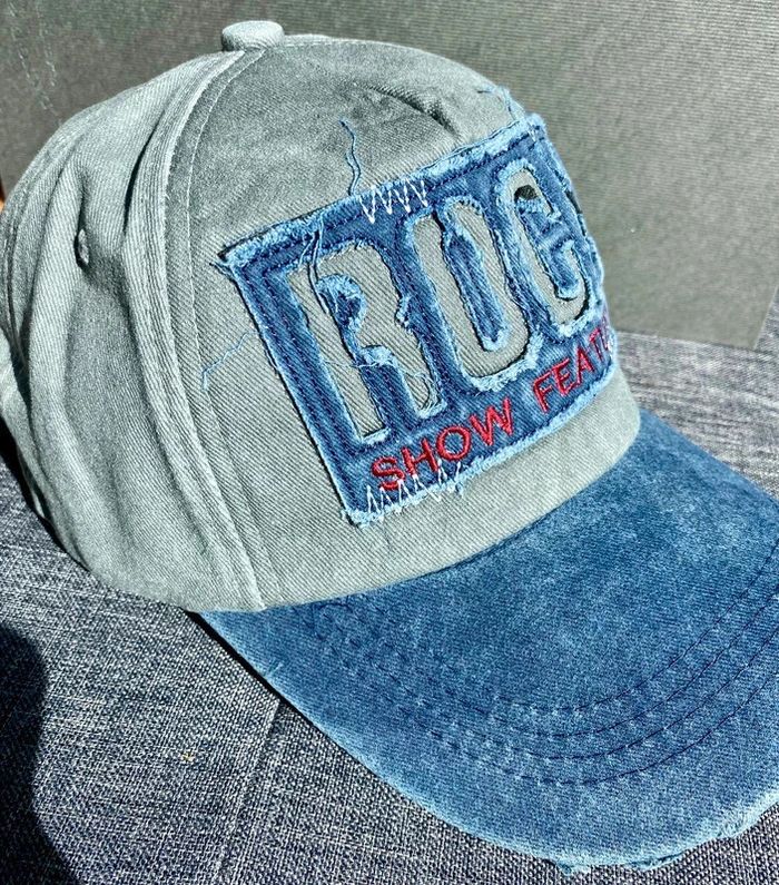Casquette de Baseball Rock Coton Bleu/Gris effet usé destroy NЕUF - photo numéro 2