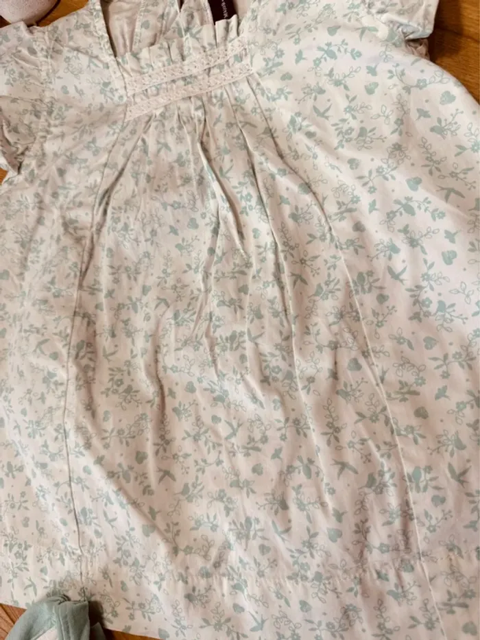 Taille 5 ans tenue 3 pièces fille multimarque vert menthe * fleurs oiseaux * 🌸 - photo numéro 4