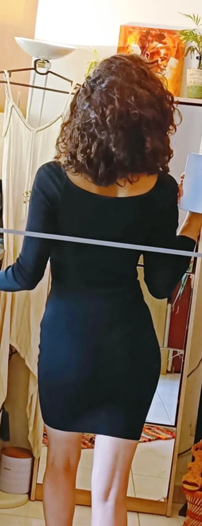 Robe noire tissus strié - photo numéro 2