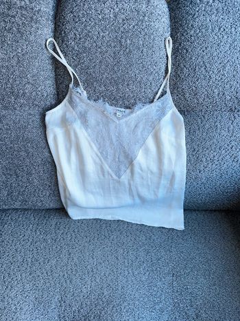 Top caraco débardeur blanc crème dentelle bretelles réglable Morgan