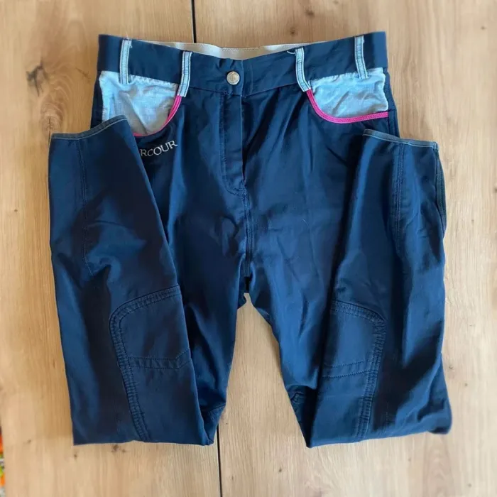 Pantalon Harcour –  Taille 38  – Bleu  Marine avec  Liseret  Rose  – Très  bon état - photo numéro 2
