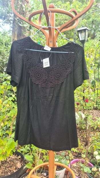 Blouse Coton Brodé noir rétro glamour sexy 38/40