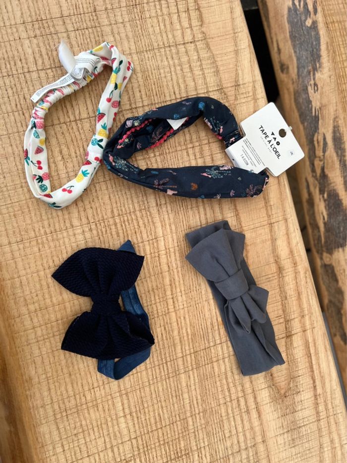 Lot bandeaux tape à l’œil fille neuf étiqueté 0 - 12 mois