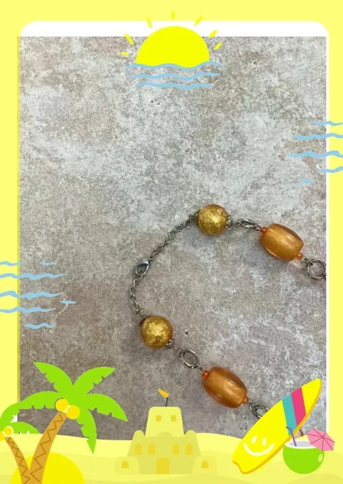 Collier orangé argenté avec boules - photo numéro 3