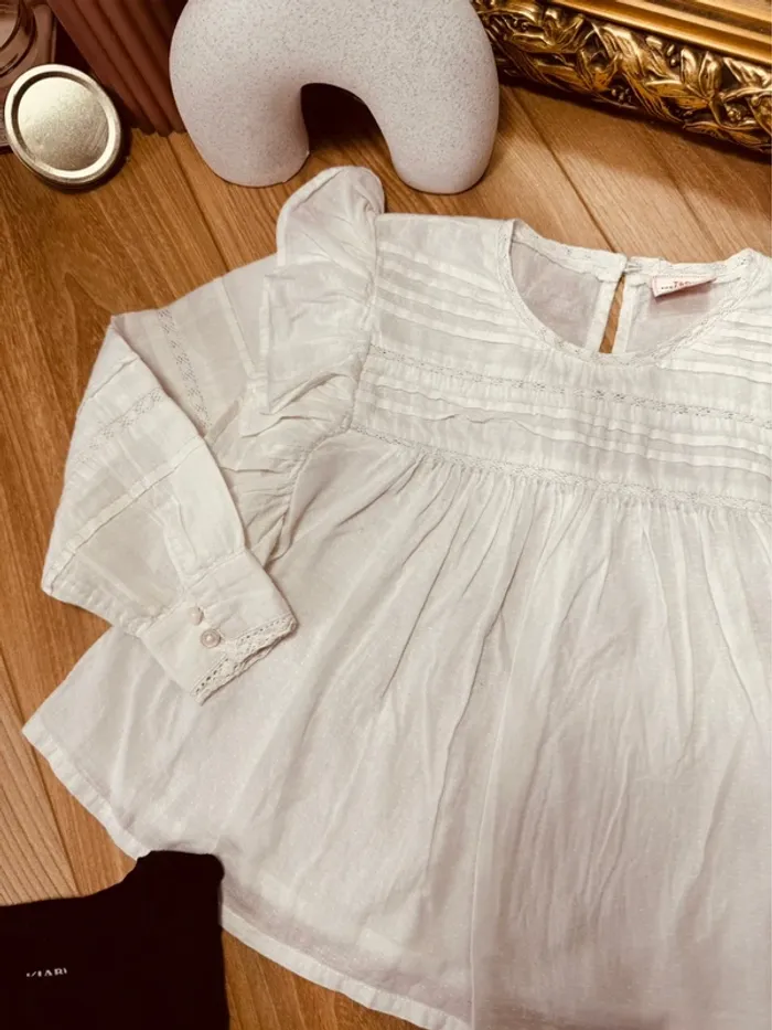 Taille 4 ans tenue 3 pièces fille TAO Kiabi blanc bleu * fils doré * 🌷 - photo numéro 5