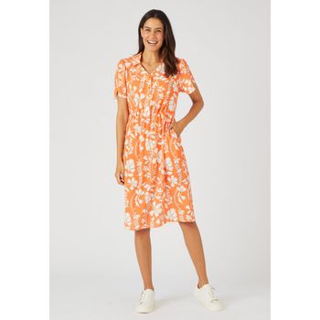 Robe crêpe reliéfé orange fleuri DAMART - taille 46 - couleur orange fleuri