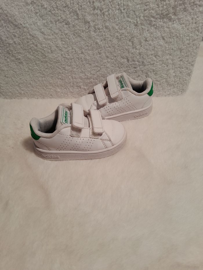 : Baskets Bébé Adidas Advantage 2.0 I - Scratch - Blanc/Vert - T. 20 - photo numéro 3