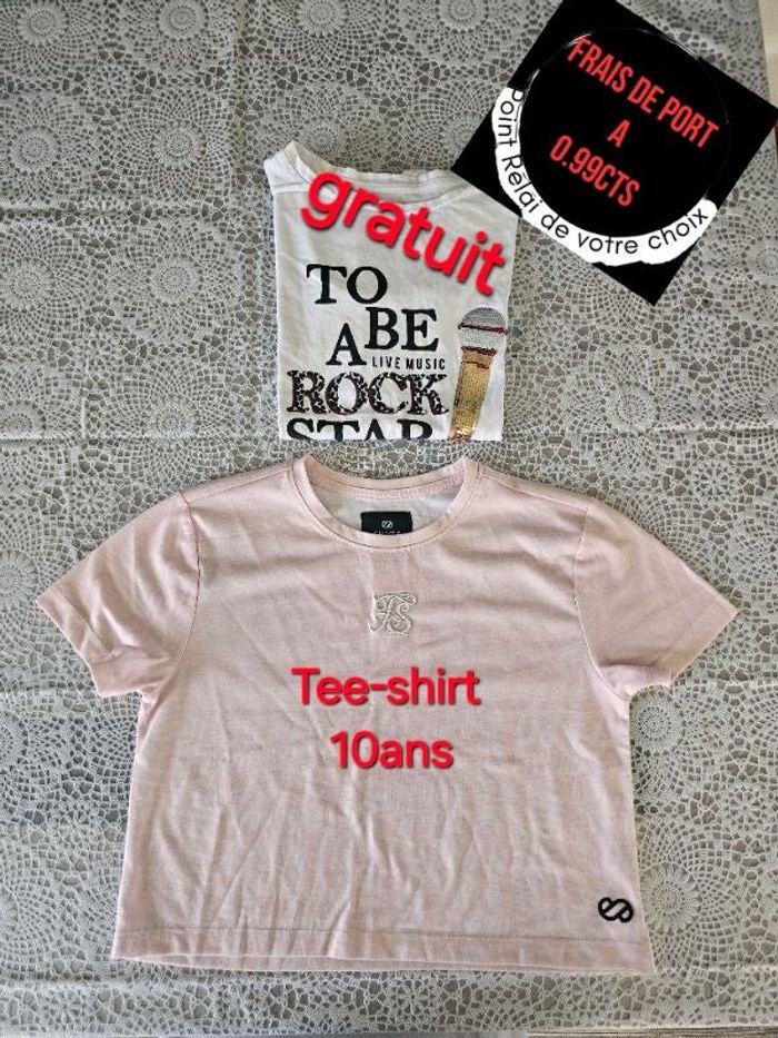 Tee-shirt court / croptop fille 10ans +1 gratuit