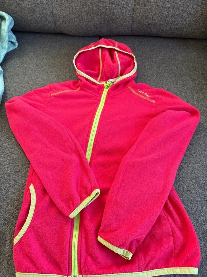 Gilet polaire quechua rose et vert
