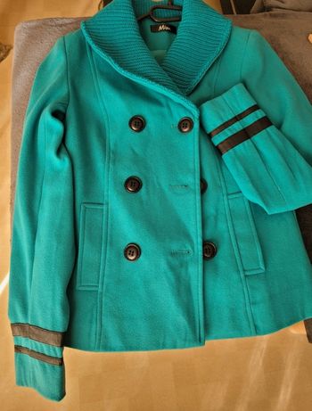 Veste manteau court turquoise Mim