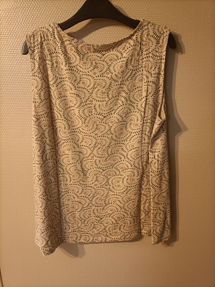 Débardeur beige à motif géométrique fleur - photo numéro 2