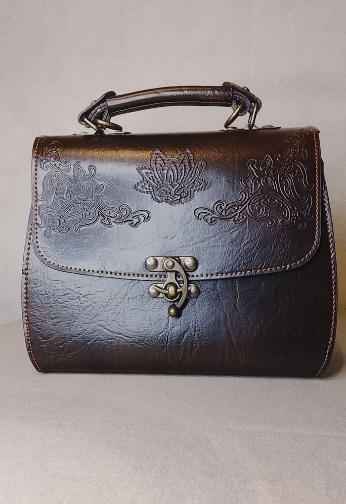 Cartable en cuir véritable marron - Vintage avec bandoulière - Neuf - photo numéro 7