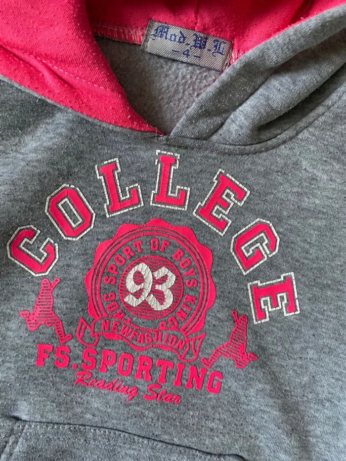 Pull à capuche gris - taille 4 ans - photo numéro 3