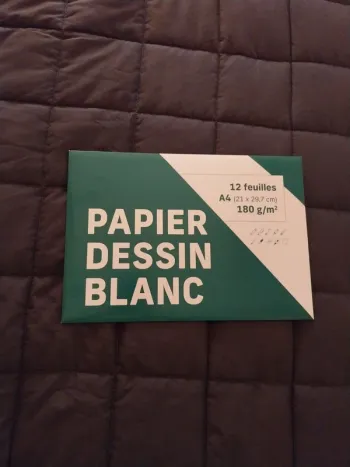 12 feuilles Papier dessin blanc 180g/m2