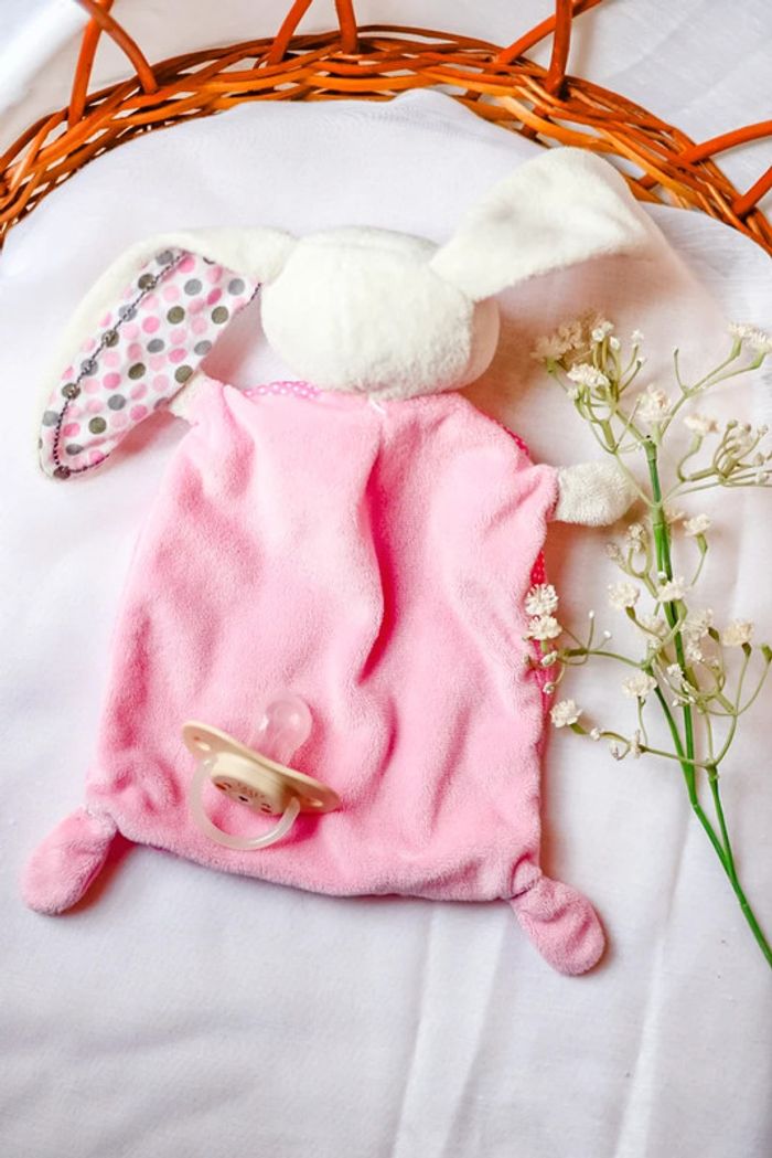 Doudou lapin pois rose - photo numéro 4