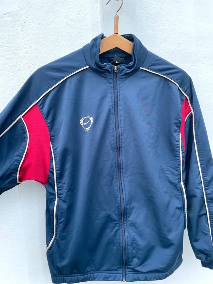 Nike navy blue red track jacket windbreaker Veste coupe-vent Mens Size S - photo numéro 3