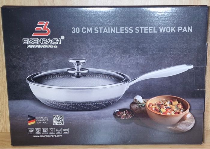 Wok inox 30 cm avec couvercle – Tous feux – Qualité pro - photo numéro 2