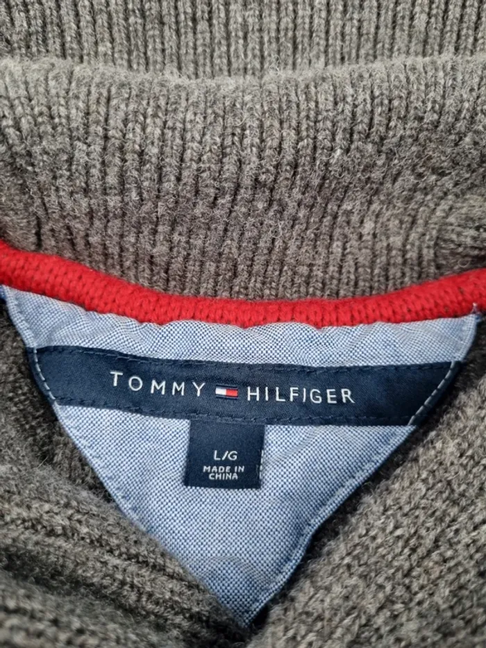 Pull col châle gris Tommy Hilfiger – Taille L Homme (mesures en photos) - photo numéro 8