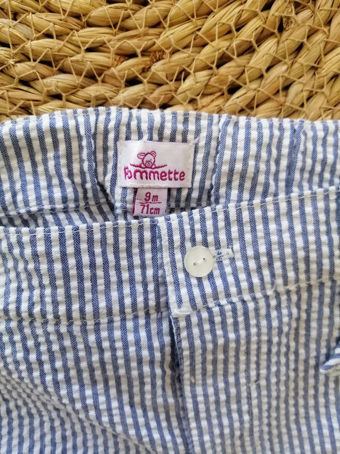 Short 9 mois fille à rayure, comme neuf, marque Pommette - photo numéro 2