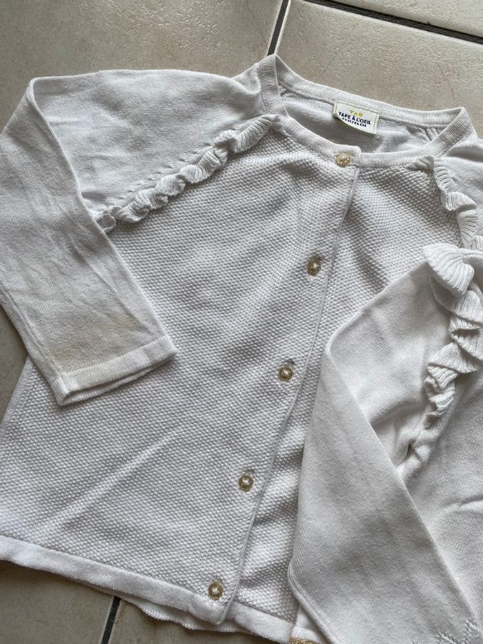 Lot de 2 gilets cardigans blanc fille 23 mois - photo numéro 7