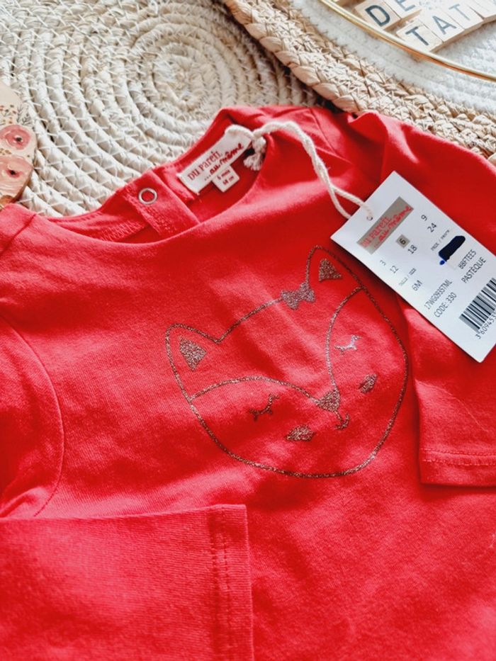 Ensemble tee-shirt manches longues jeans 6mois fille - photo numéro 2
