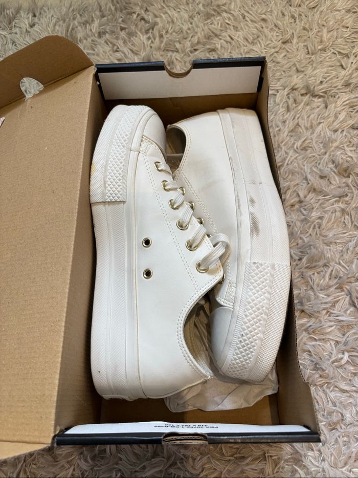 Converse blanche basse similicuir - photo numéro 5