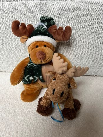 Lot de 2 peluches renne de Noël