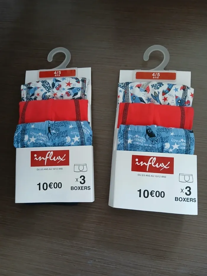 Lot de 6 boxers en coton garçon 4/5 ans