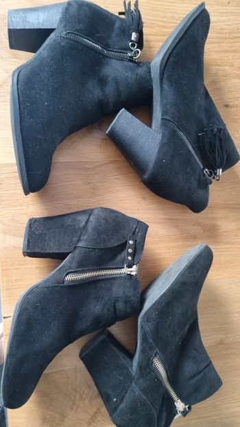 2 paires de bottines boots noire T40 tbe talon