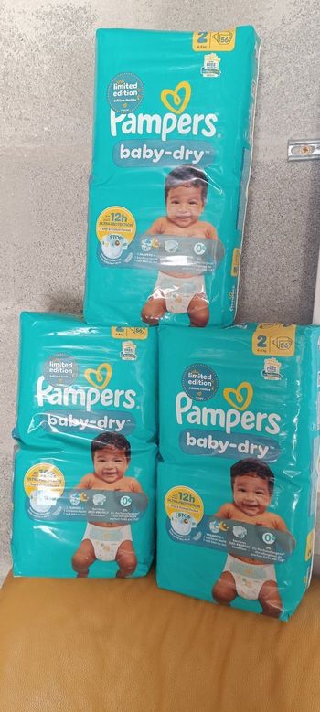168 couches Pampers taille 2 baby dry 4-8kg 👌 ENVOI RAPIDE 