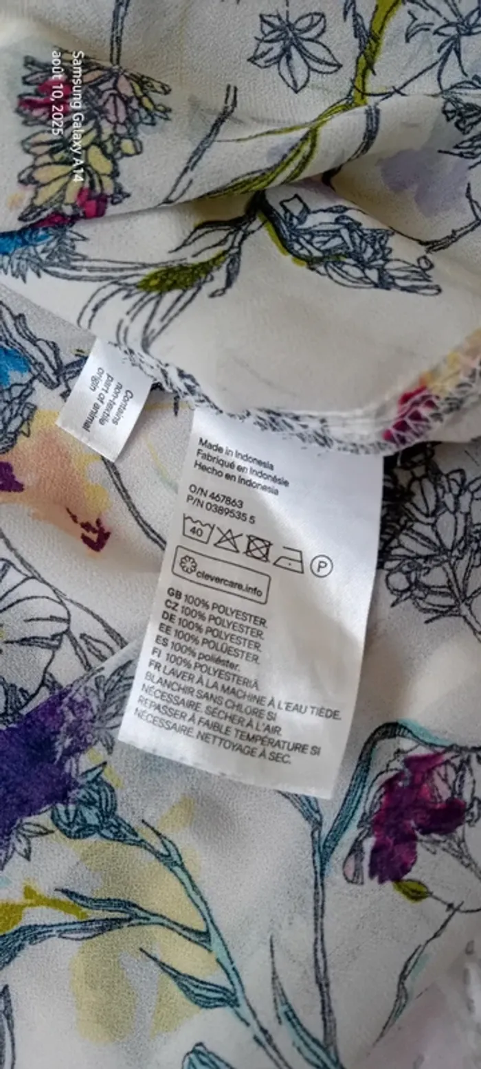 Blouse longue  sans manches assymetrique semitransparente motif fleurs femme 42 h&m - photo numéro 18