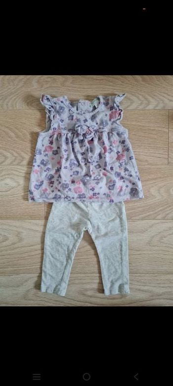 Ensemble été violet fleurs 18 mois