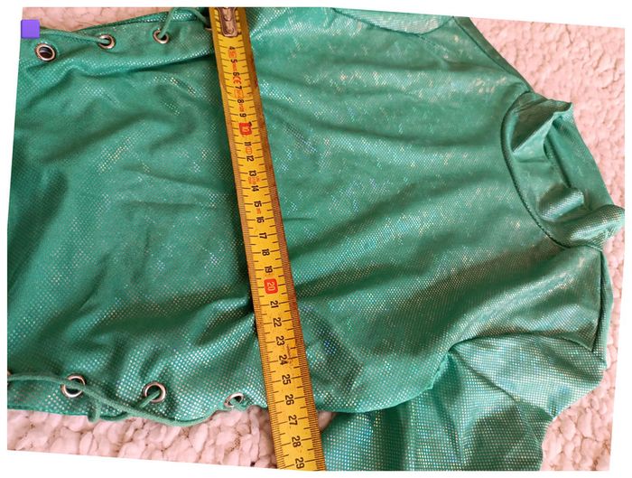 Top vert métallisé vintage lacets fil sur coté, brillant, doré - photo numéro 6