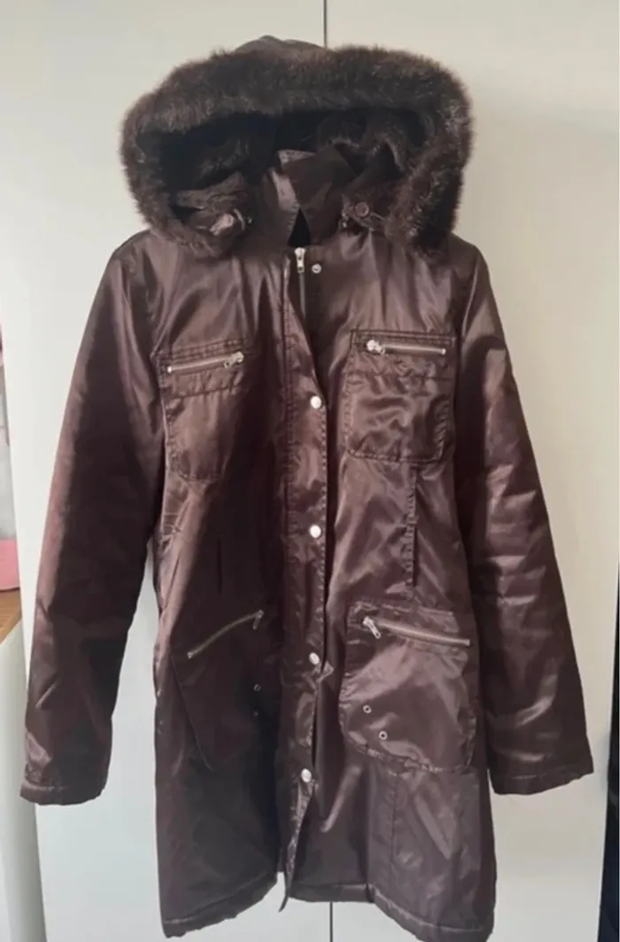 Parka marron doublée en fourrure avec capuche - photo numéro 3